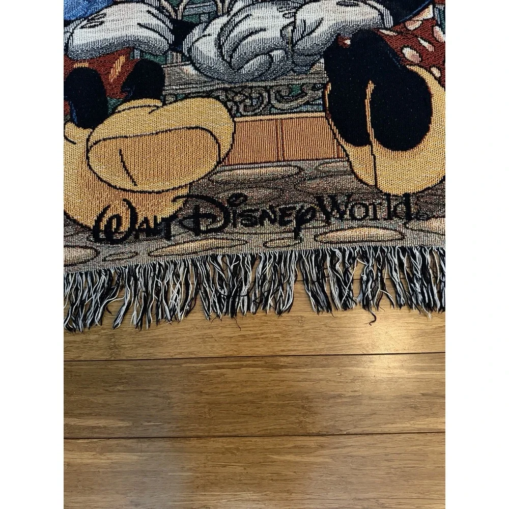 Vintage Disney WDW Mickey & Minnie Mouse Tapestry Woven Throw Blanket 60 x 50